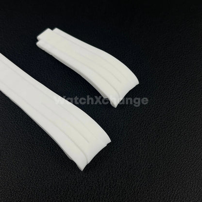 White 21mm 22mm Curved Rubber Strap for Rolex DAYTONA SUBMARINER Yacht-Master