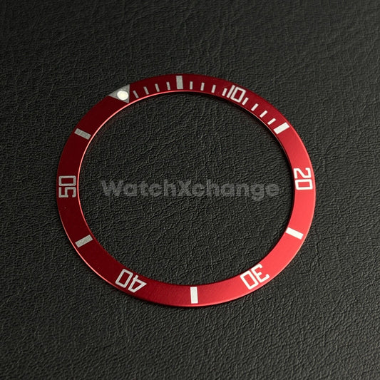 Red & Silver 39mm Flat Aluminium Bezel Insert For Divers Watch Seiko Mod Turtle