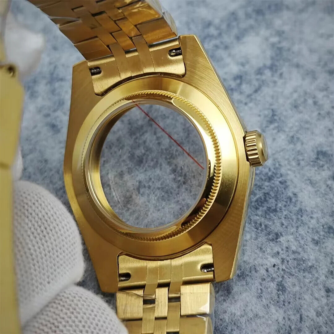 40mm Sapphire Crystal Watch Case Fit NH35 NH36 Jubilee Stainless Steel Gold