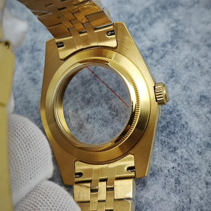 40mm Sapphire Crystal Watch Case Fit NH35 NH36 Jubilee Stainless Steel Gold