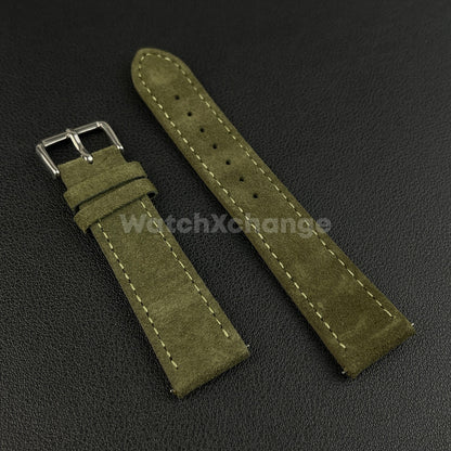 Green Watch Strap Suede Leather Premium Quick Release Band 18 19 20 22mm