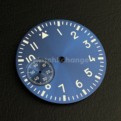37mm Blue Watch Dial Green Luminous For ETA6497 Seagull ST3600 Movement Part