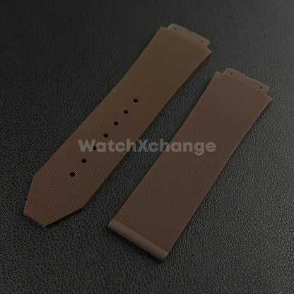 Brown Rubber Silicone Watch Strap Waterproof Band 26*19mm Fit HUBLOT BIG BANG