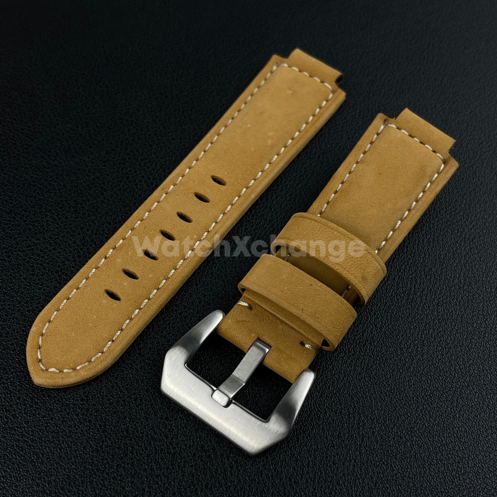 Khaki Frosted Leather Watch Strap for Timex Tidal Compass T2N72 T2N720 14mm 16mm