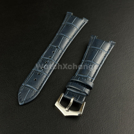 25mm Blue Leather Strap Band For Patek Philippe Nautilus Wrist Watch Clasp