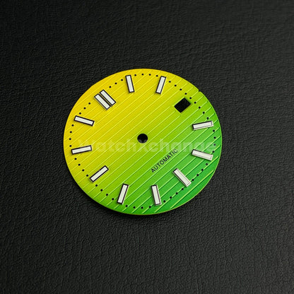 30.5mm Yellow Green Nautilus Style Dial Green Luminous For Seiko NH35 Movement