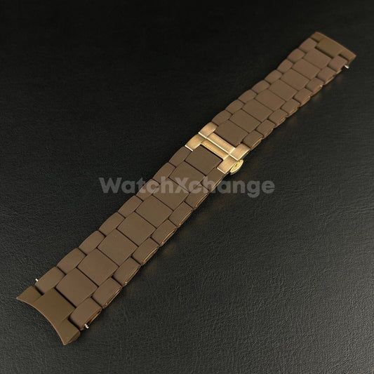 Brown 20 23mm RUBBER/STEEL Strap Band Bracelet fit Emporio Armani AR5905 AR5906