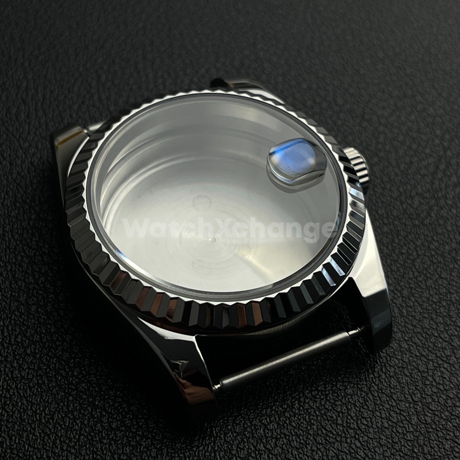 36mm Silver Watch Case Fluted Modified Sapphire Diving for NH35/NH36 Movement