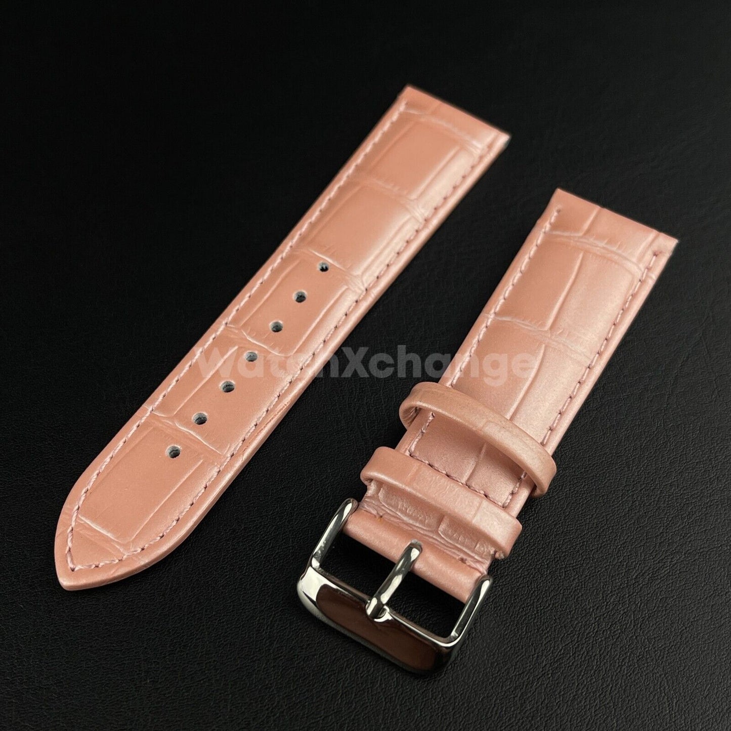 Pink Genuine Leather Universal Watch Strap Band Alligator Grain 20mm 22mm 24mm