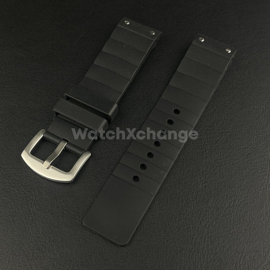 Black Silicone Rubber Watch Strap For Cartier Santos 100 Curved Ends 23mm