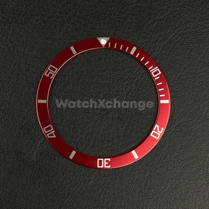 Red & Silver 39mm Flat Aluminium Bezel Insert For Divers Watch Seiko Mod Turtle