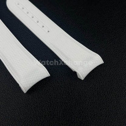 White Curved End Silicone Rubber Watch Strap For Omega Seamaster 20mm