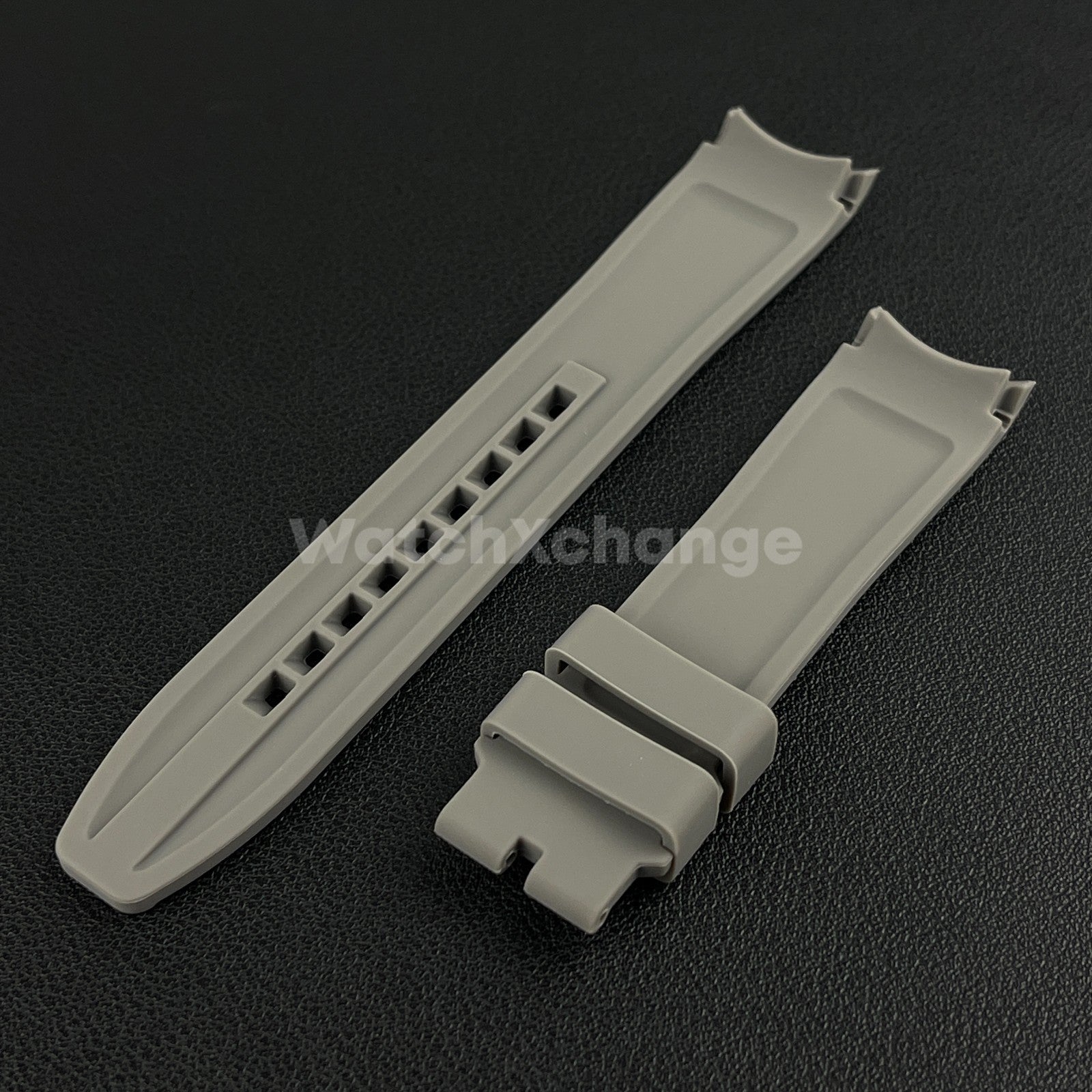 Grey 20mm Silicone Rubber Curved End Watch Strap Band For Rolex Submariner GMT