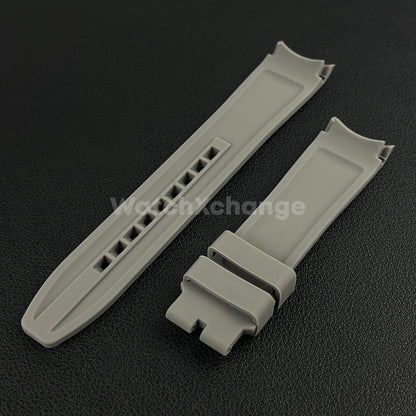 Grey 20mm Silicone Rubber Curved End Watch Strap Band For Rolex Submariner GMT