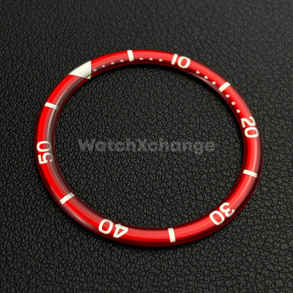 Red & Silver 38mm Flat Resin Bezel Insert For Divers Watch Seiko Mod SKX SRPD