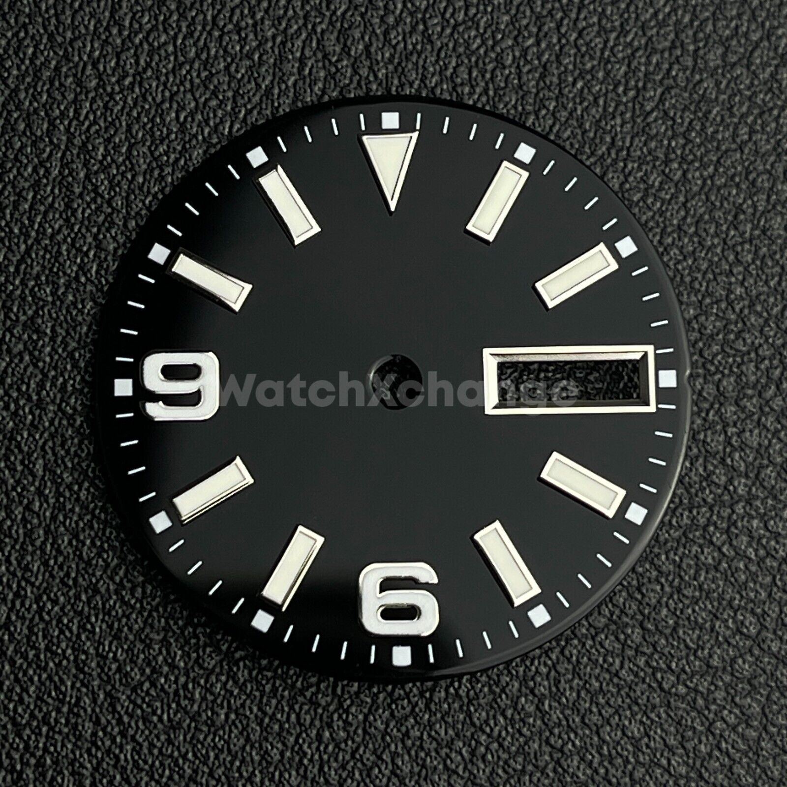 29mm Black Watch Dial Face for NH36 Movements Green Luminous