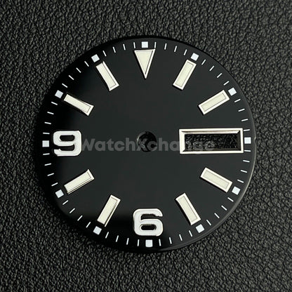 29mm Black Watch Dial Face for NH36 Movements Green Luminous