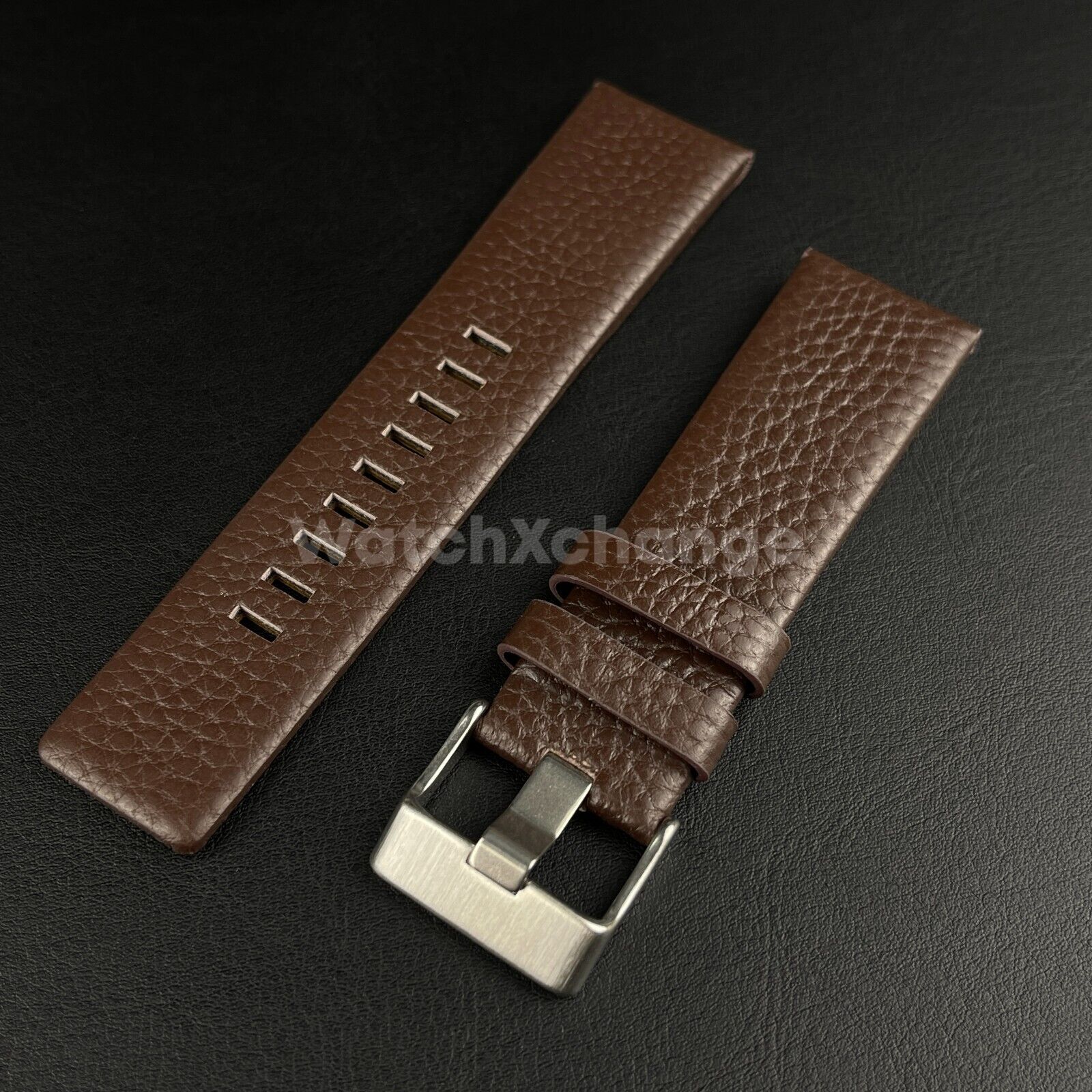 Brown Genuine Leather Strap Diesel DZ Series Steel Studded Riveted 22mm - 30mm