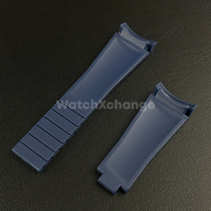 Blue Rubber Strap Rolex Submariner GMT Master Deployment Clasp Oysterflex 20mm