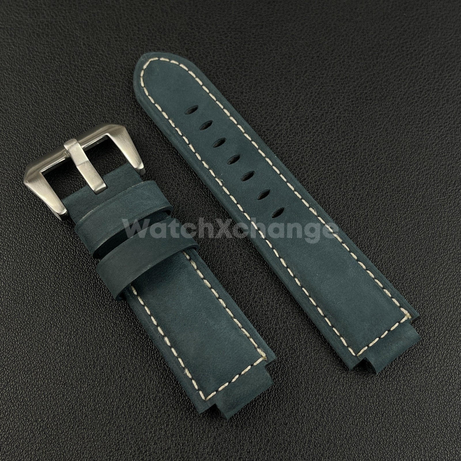 Blue Suede Leather Watch Strap for Timex Tidal Compass T2N72 T2N720 14mm 16mm