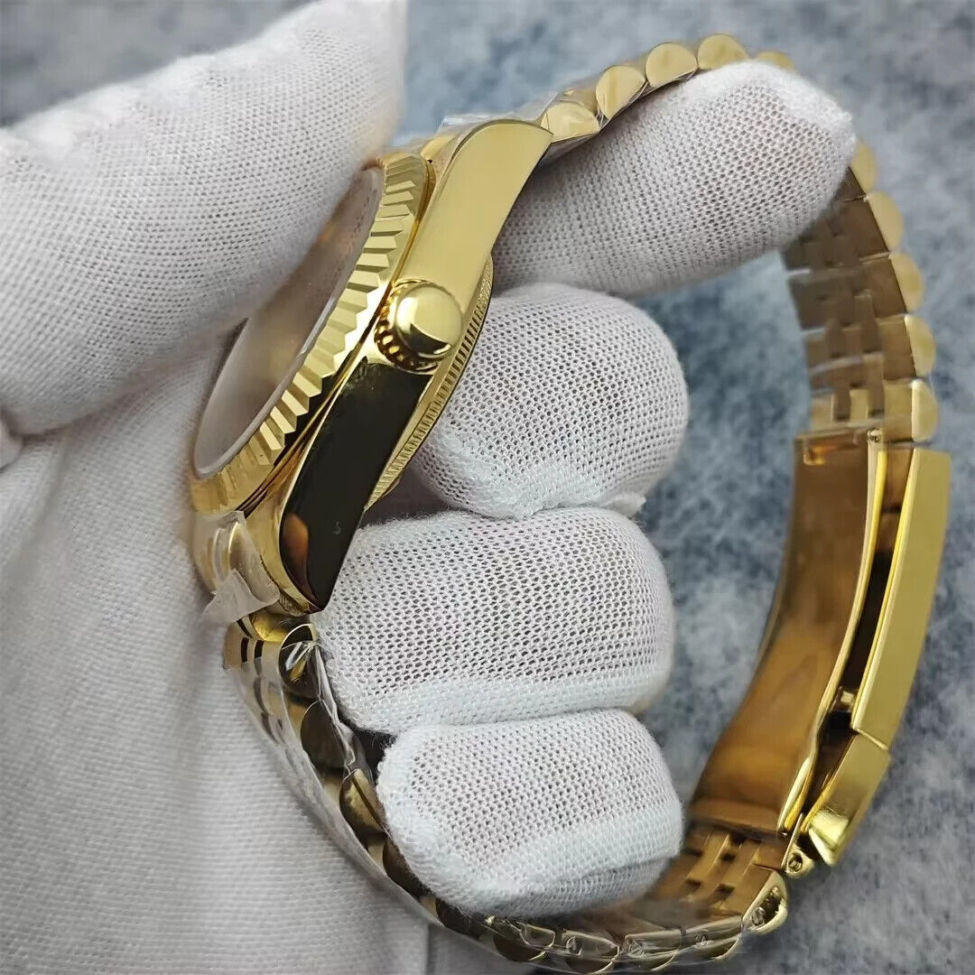 40mm Sapphire Crystal Watch Case Fit NH35 NH36 Jubilee Stainless Steel Gold
