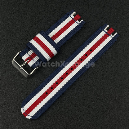 Blue Red White For Swatch Canvas Watch Band Sport Wristband 17/19/20mm