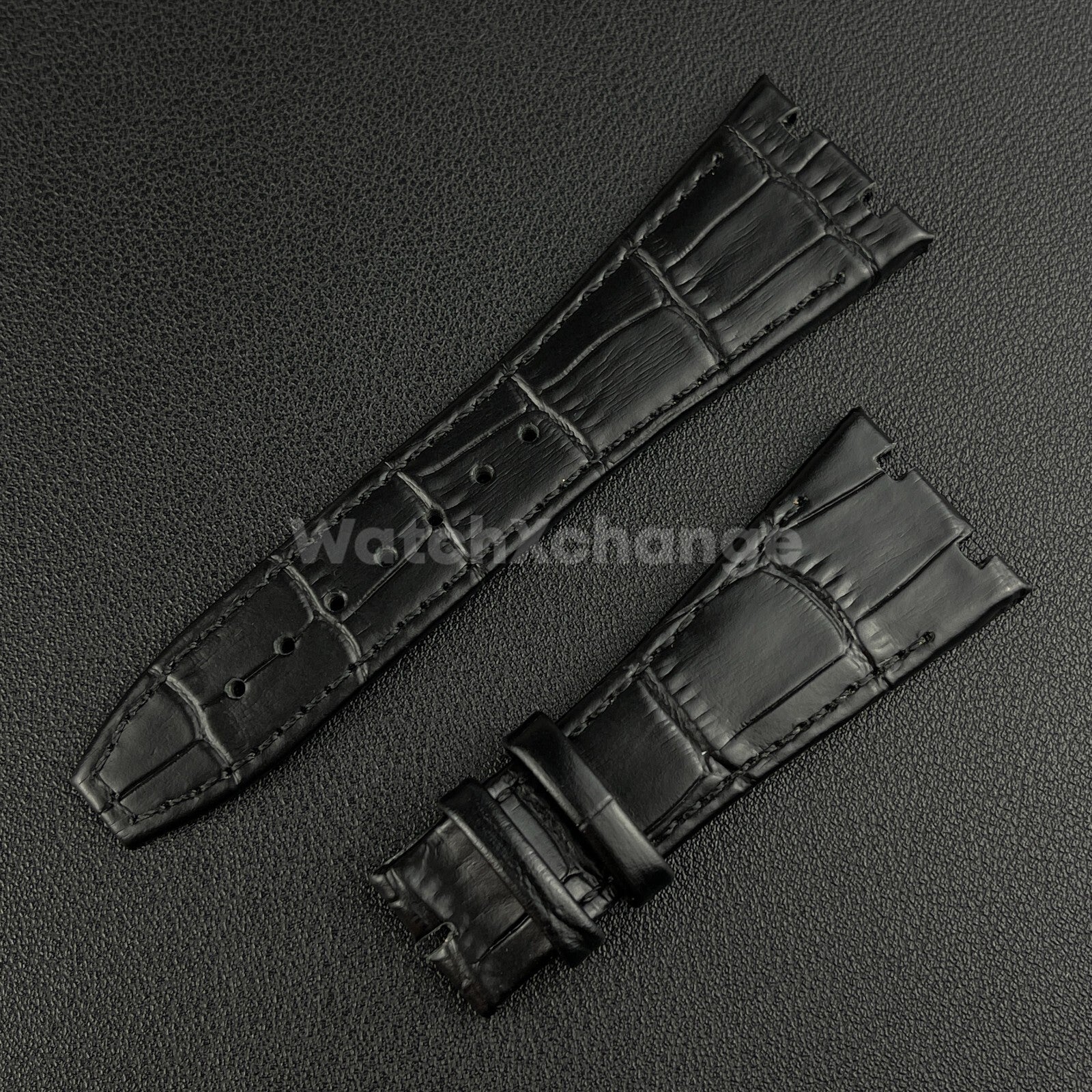Black Leather Watchband For Audemars Piguet Royal Oak Offshore 15400 AP Strap