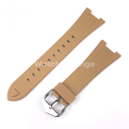 Light Brown Tan 25*12mm Rubber Watch Strap For Patek Phillip Nautilus 5711 5712