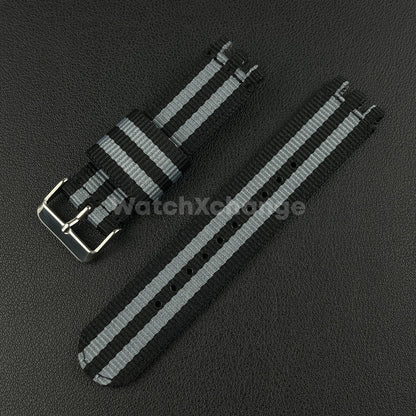 Black & Grey Nylon Strap For Swatch Canvas Watch Band Sport Wristband 17/19/20mm