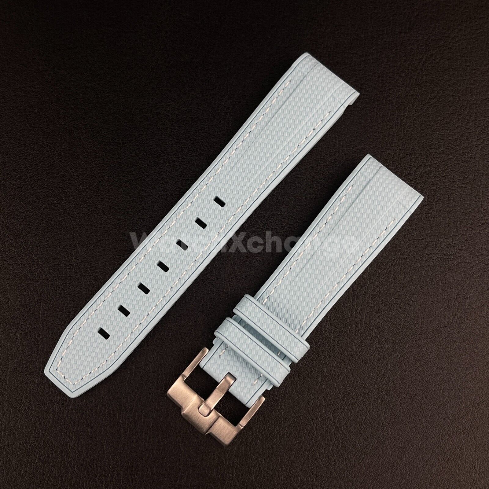 Light Blue 20mm Silicone Rubber Curved End Watch Strap Band For Omega Rolex