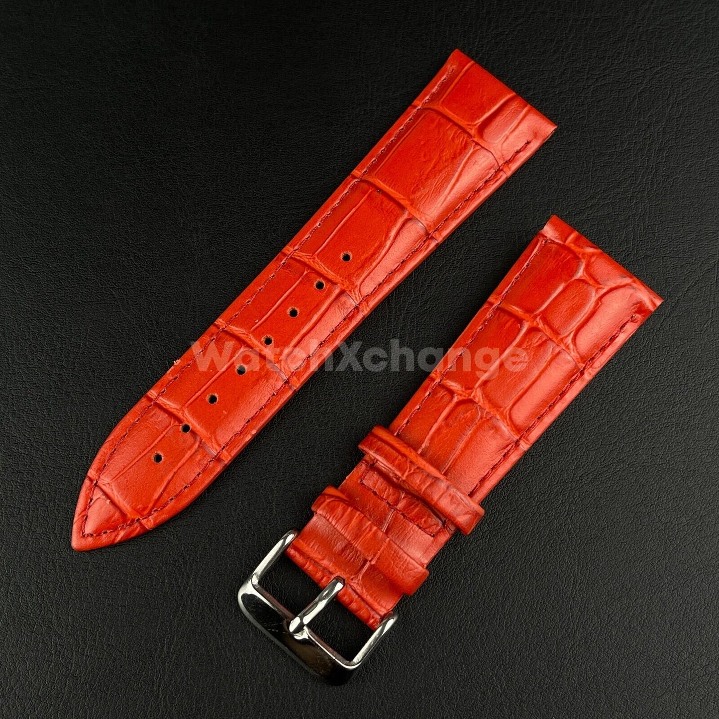 Red Genuine Leather Universal Watch Strap Band Alligator Grain 20mm 22mm 24mm