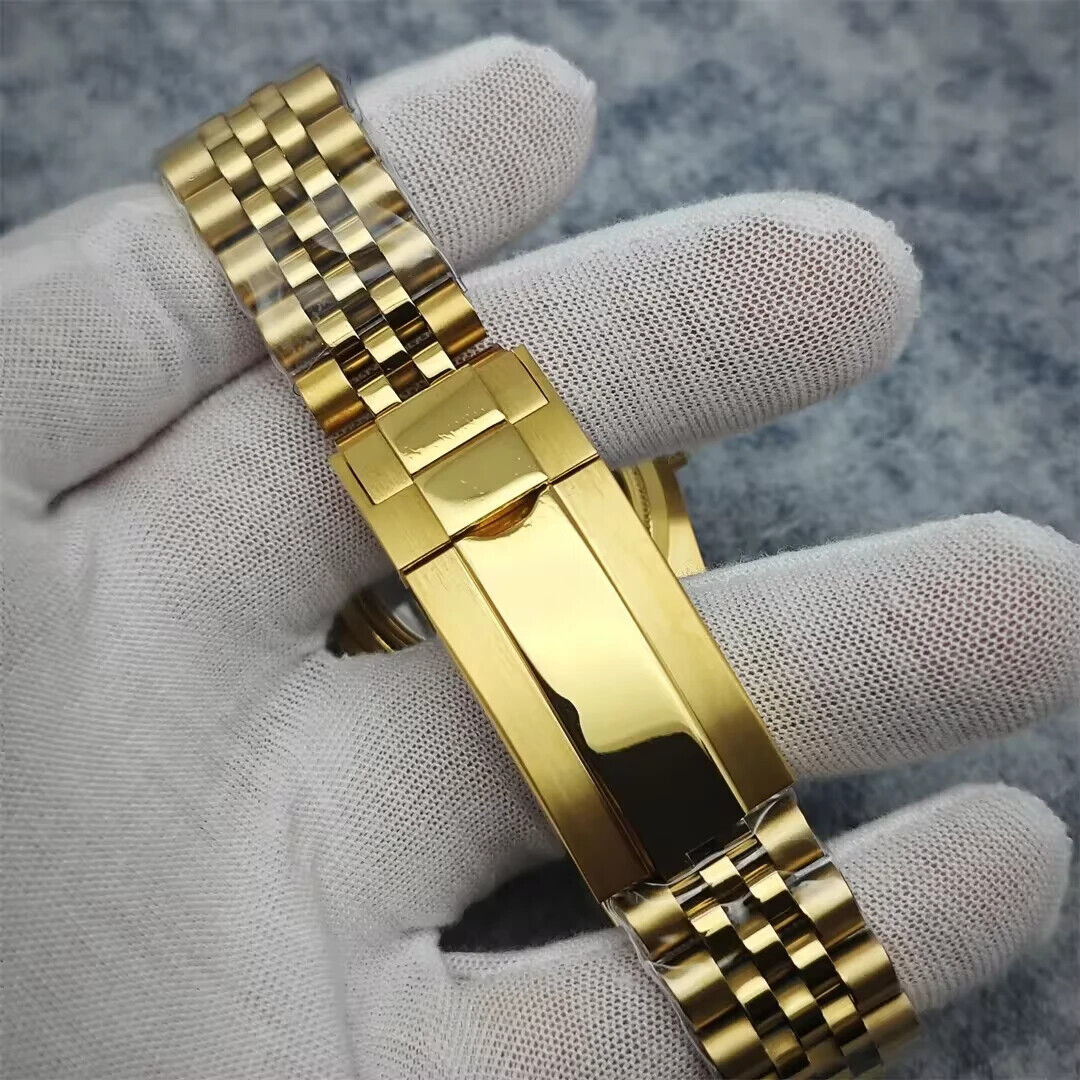 40mm Sapphire Crystal Watch Case Fit NH35 NH36 Jubilee Stainless Steel Gold