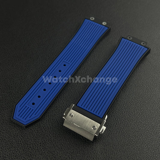 Blue Rubber Silicone Watch Strap Waterproof Band 27*17mm Fit HUBLOT BIG BANG