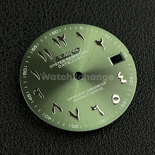 28.5mm Olive Green Arabic Watch Dial for SEIKO NH35 NH36 Movements