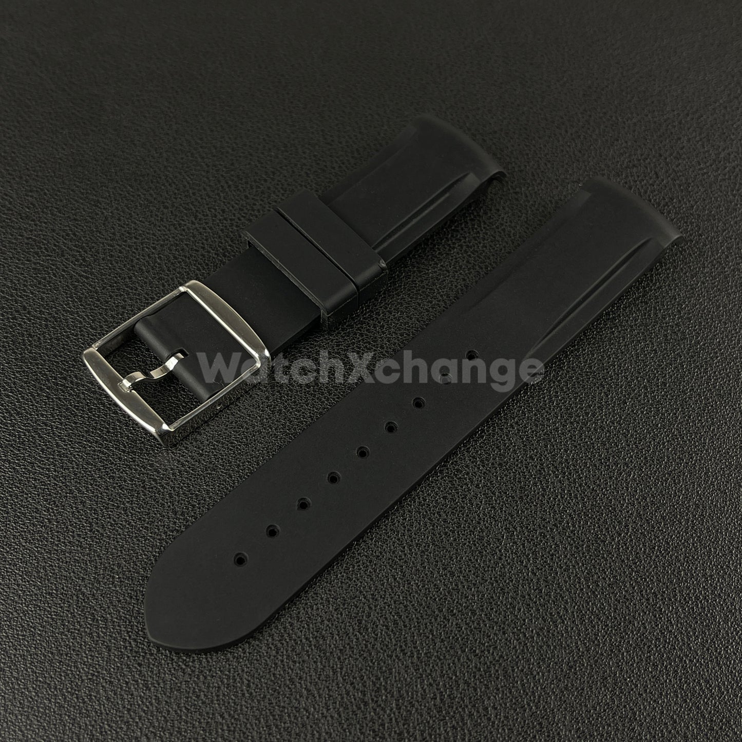 Black 20mm Silicone Rubber Curved End Watch Strap Band For Omega Rolex
