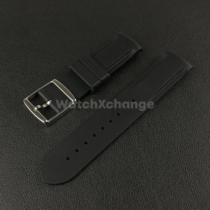 Black 20mm Silicone Rubber Curved End Watch Strap Band For Omega Rolex