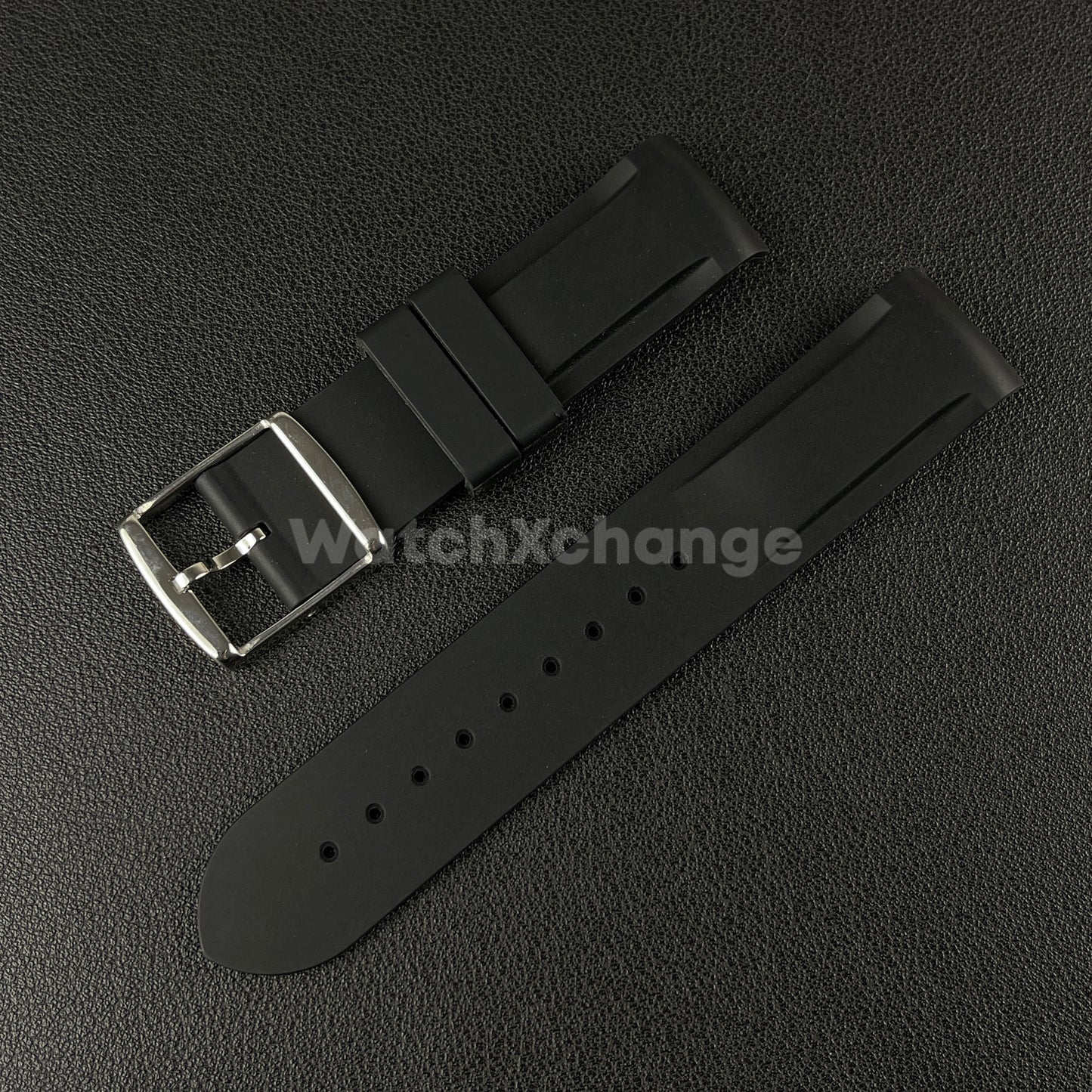 Black 20mm Silicone Rubber Curved End Watch Strap Band For Omega Rolex