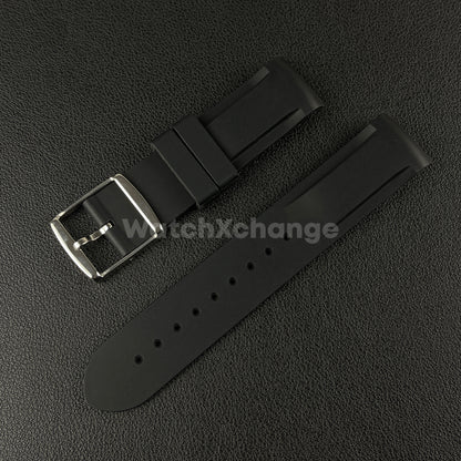 Black 20mm Silicone Rubber Curved End Watch Strap Band For Omega Rolex