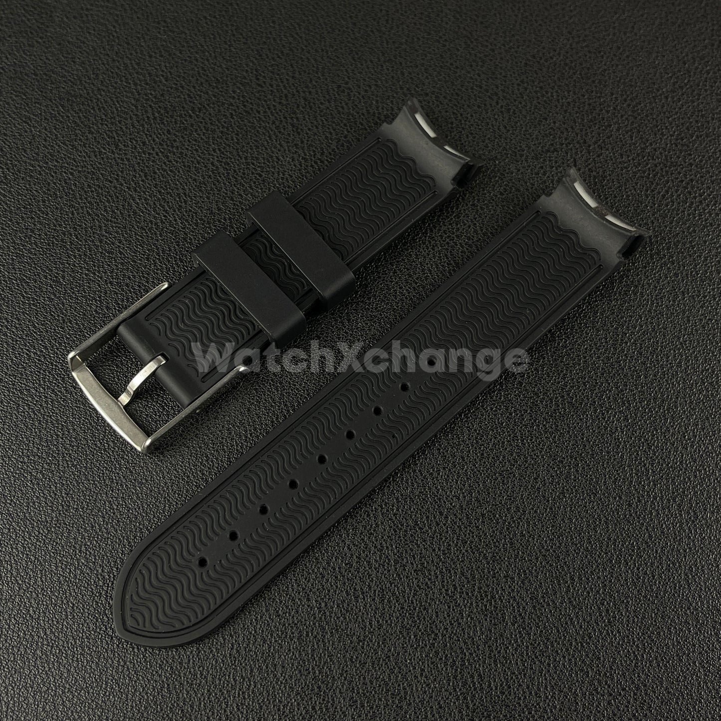 Black 20mm Silicone Rubber Curved End Watch Strap Band For Omega Rolex