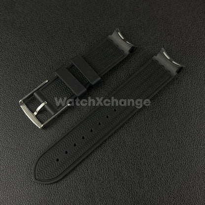 Black 20mm Silicone Rubber Curved End Watch Strap Band For Omega Rolex