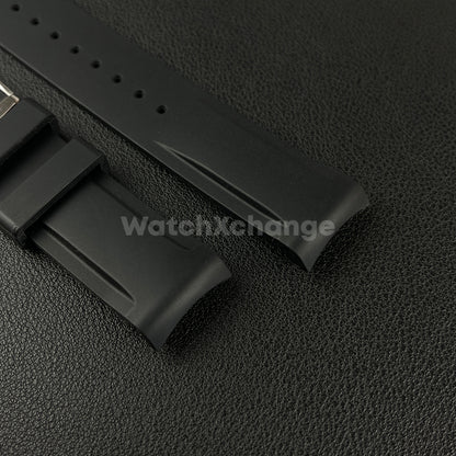 Black 20mm Silicone Rubber Curved End Watch Strap Band For Omega Rolex