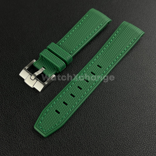 Dark Green 20mm Silicone Rubber Curved End Watch Strap Band For Omega Rolex