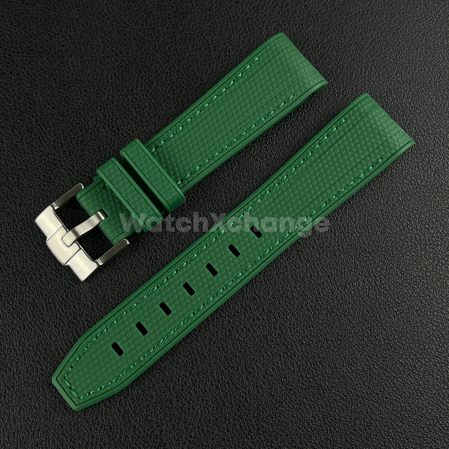 Dark Green 20mm Silicone Rubber Curved End Watch Strap Band For Omega Rolex