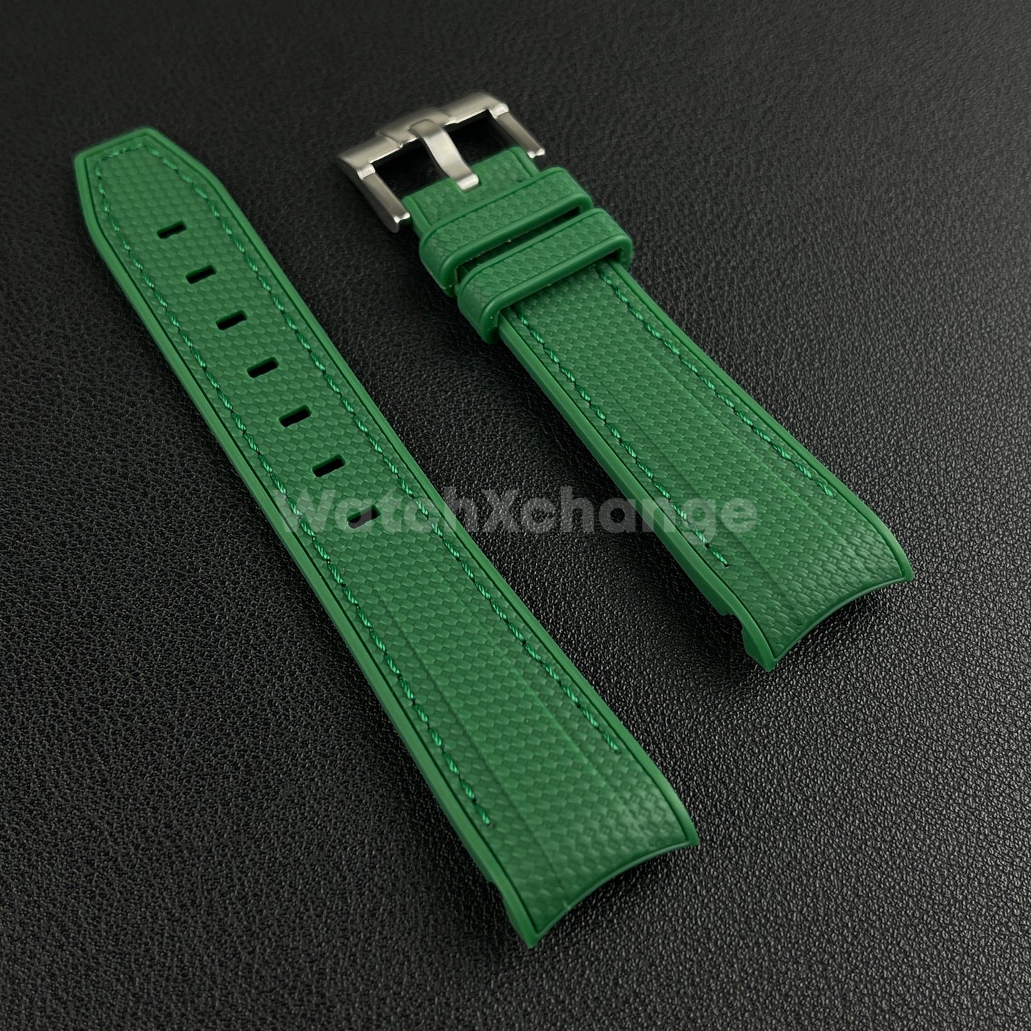Dark Green 20mm Silicone Rubber Curved End Watch Strap Band For Omega Rolex