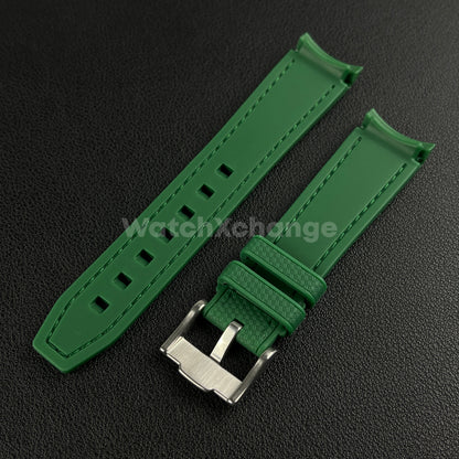 Dark Green 20mm Silicone Rubber Curved End Watch Strap Band For Omega Rolex