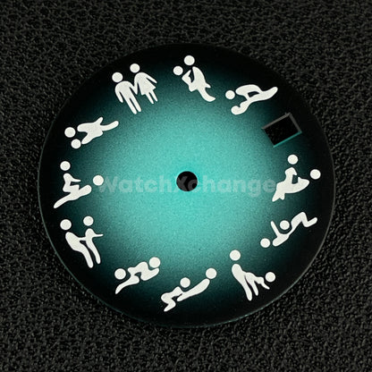 28.5mm Adult Sex Positions Love Watch Dial for SEIKO NH35 NH36 Movement